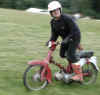Our generous Host Nick Jones, literally 'pushing-on' in the Moped Enduro